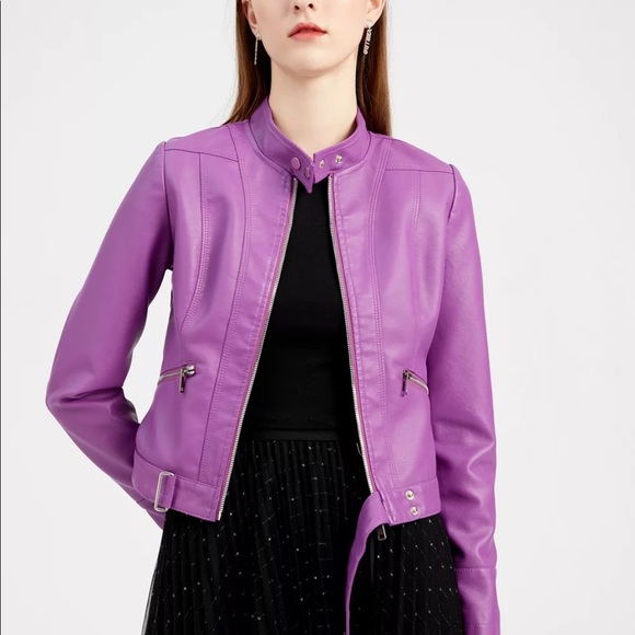 🎉New Fall Fashion Motto Biker PU Leather Jacket - Picture 10 of 13